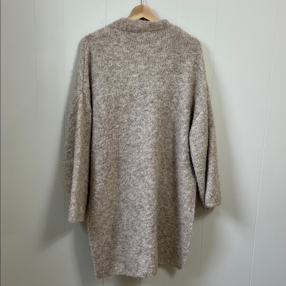For Love and Lemons Song Duster Cardigan Fuzzy Fluffy Chunky Neutral Tan Taupe S - Picture 5 of 13